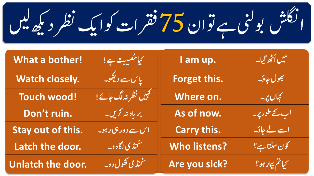 75 Short English Speaking Practice Sentences in Urdu