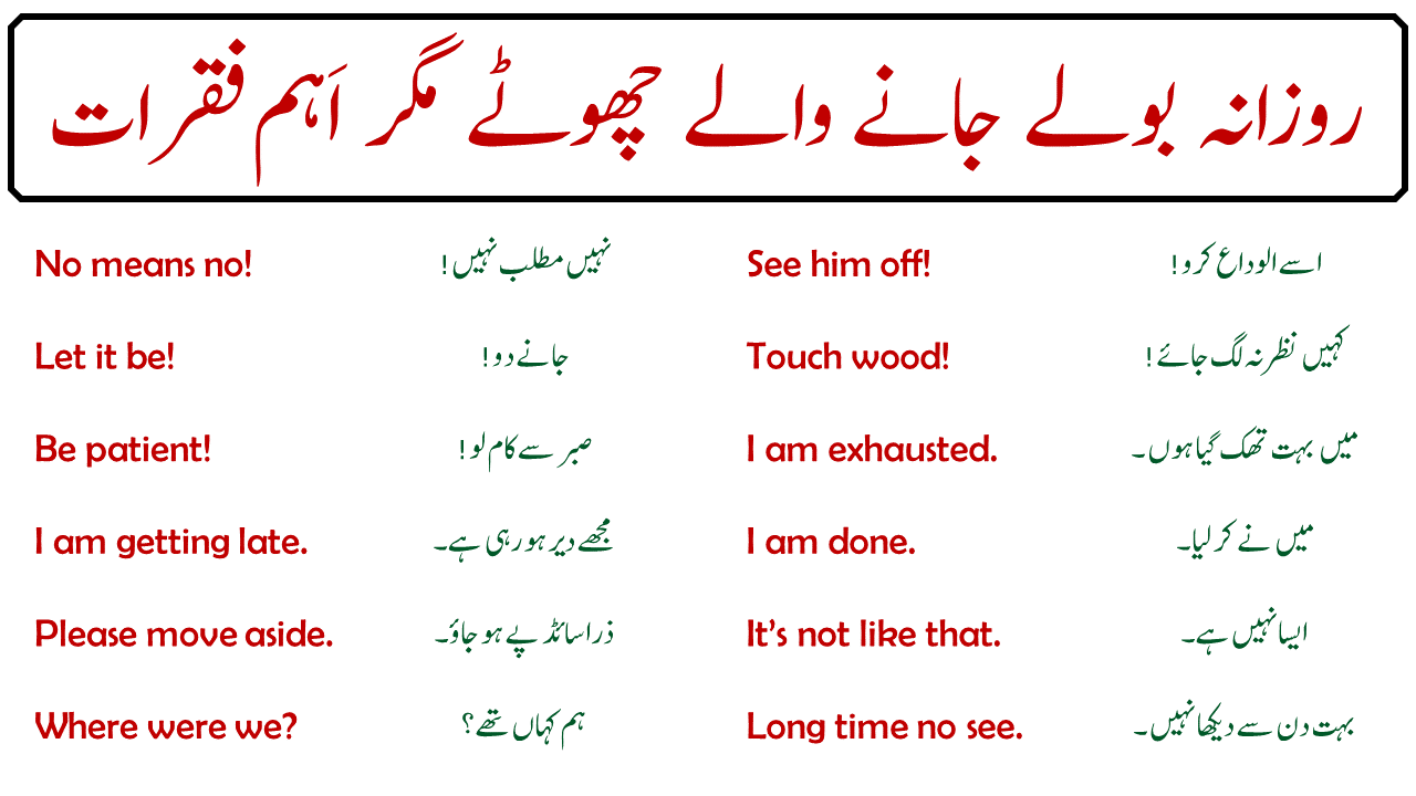 55 Daily Use English To Urdu Sentences With PDF Book