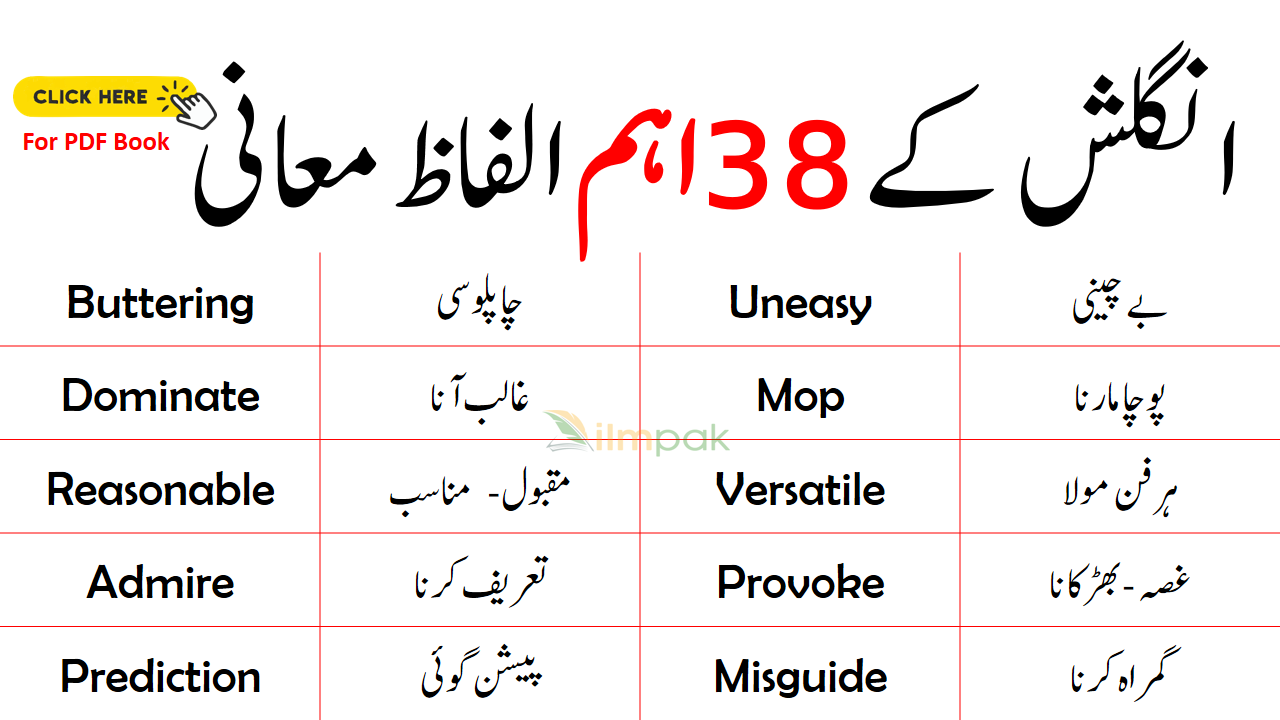 38 Very Important English Vocabulary Words with Urdu and PDF