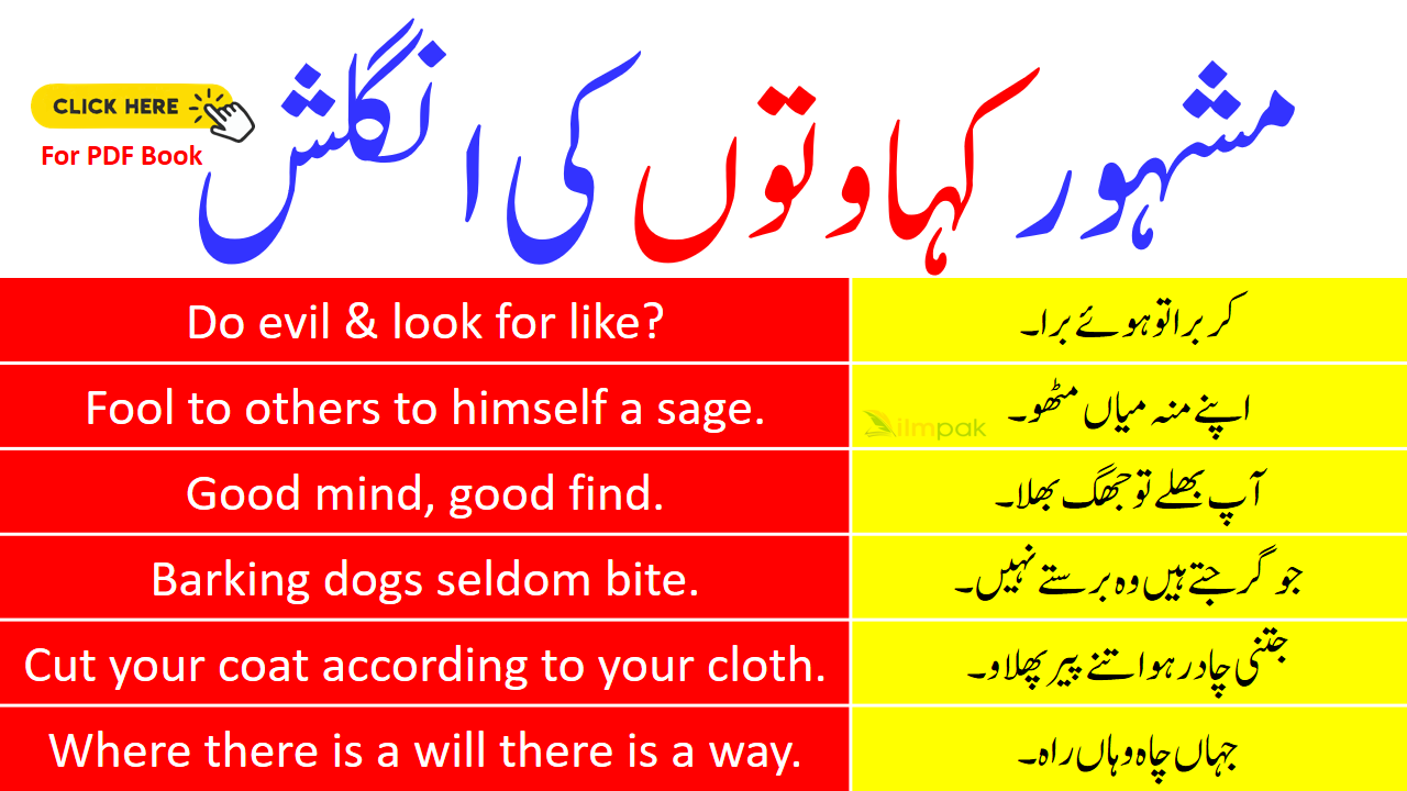 Interesting Proverbs/Saying in Urdu to English with PDF