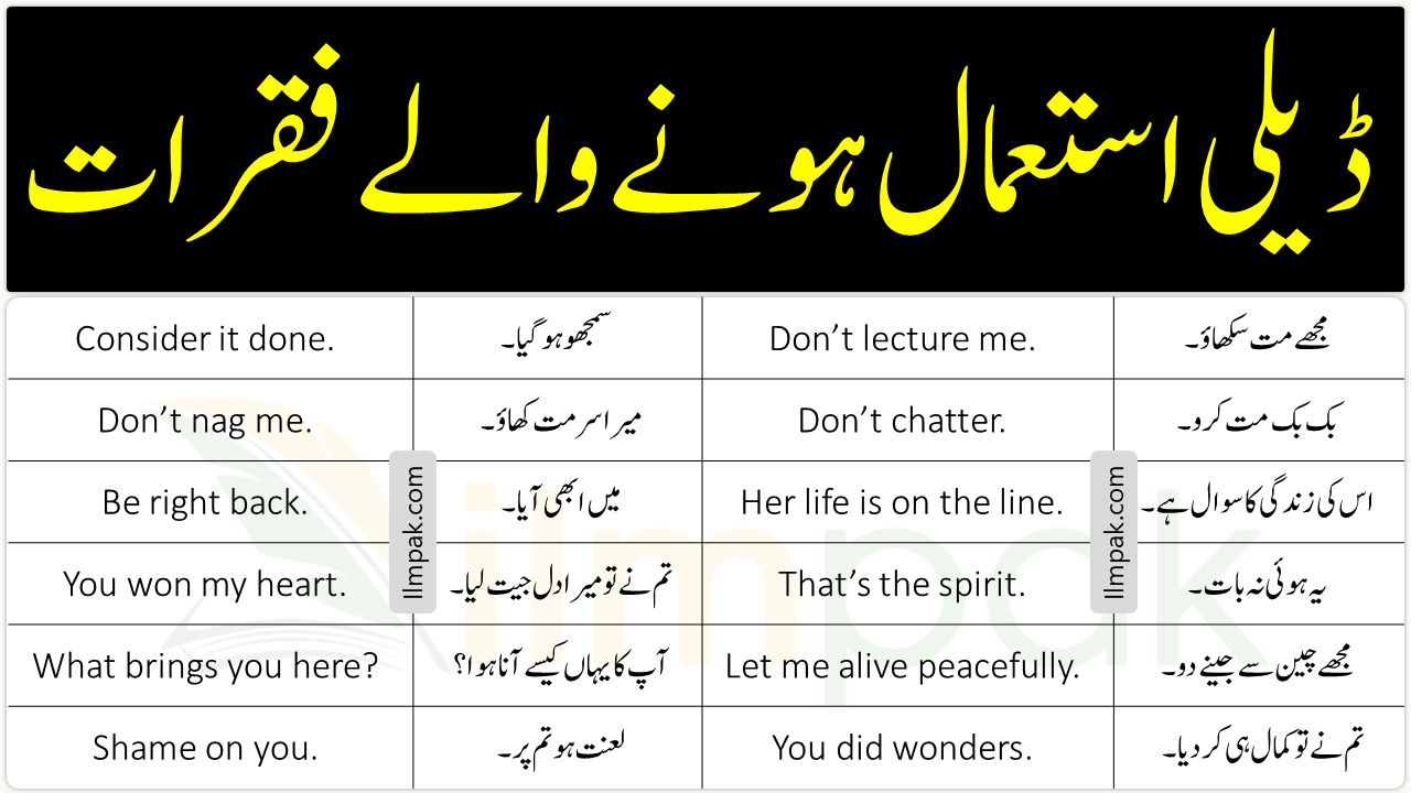 72 Most Common Daily Used English To Urdu Sentences | PDF