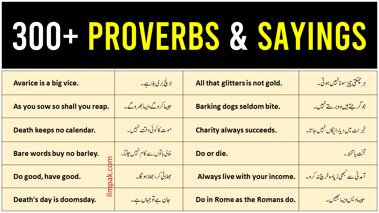 300+ Proverbs and Sayings in English With Urdu Translation | PDF