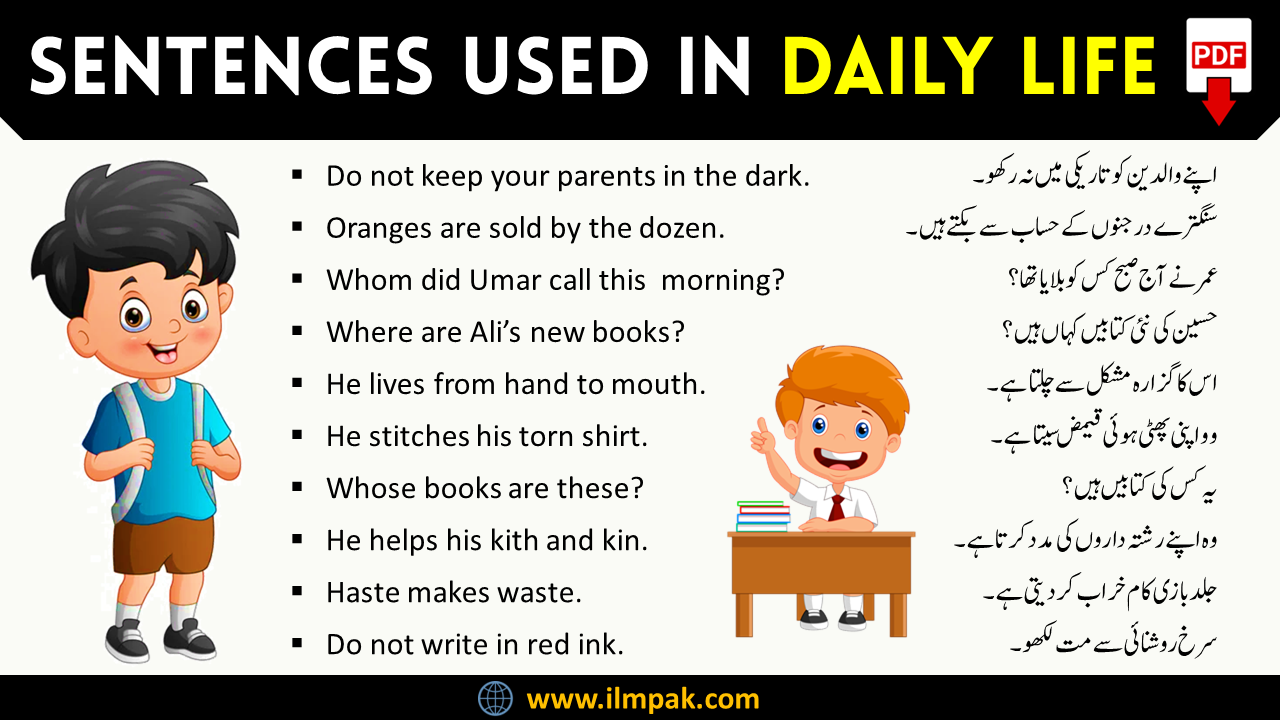 60+ Sentences Used in Daily Life with Urdu Translation | PDF