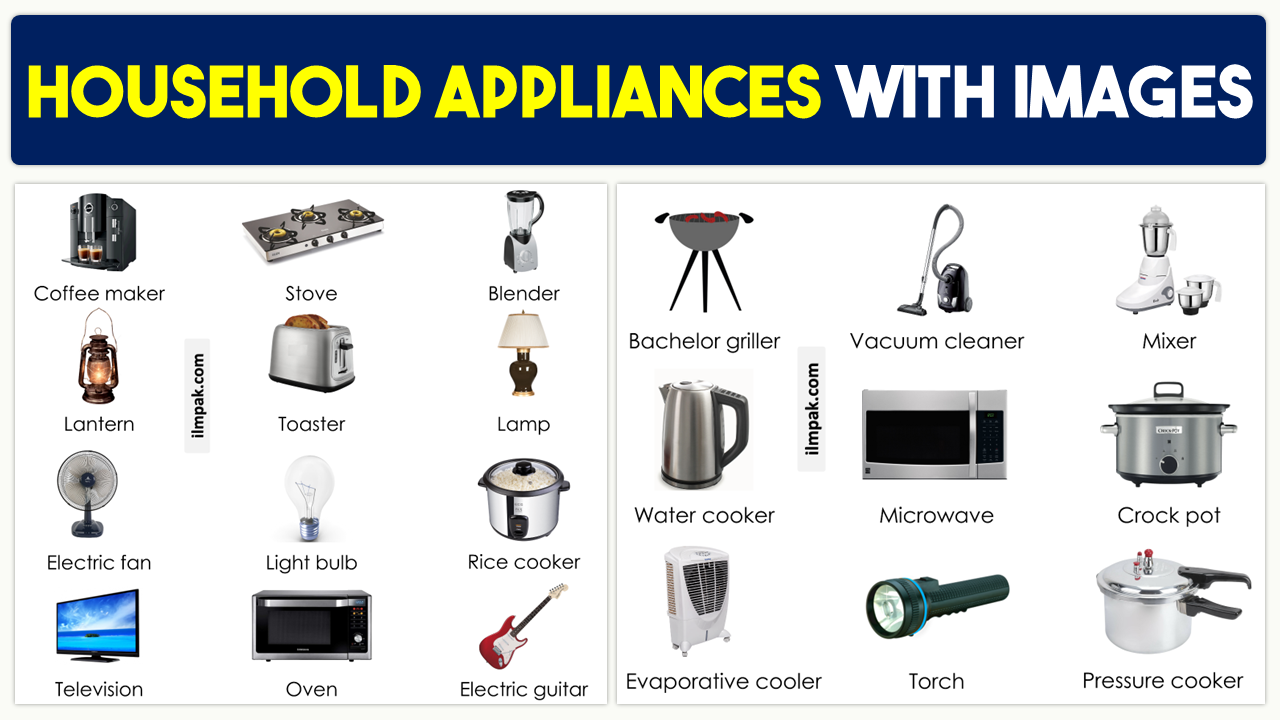 Household Appliances Name in English with Images